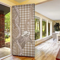 Beige Hawaii Palaka Cowboy Turtle Door Cover Hawaiian Paniolo Puakenikeni Maile Lei DT05 - Polynesian Pride