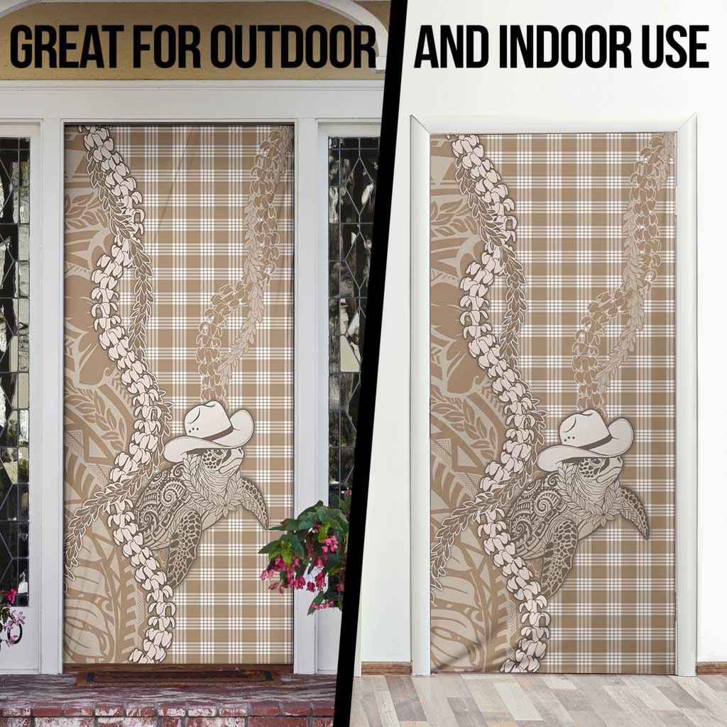 Beige Hawaii Palaka Cowboy Turtle Door Cover Hawaiian Paniolo Puakenikeni Maile Lei DT05 - Polynesian Pride