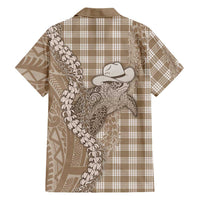 Beige Hawaii Palaka Cowboy Turtle Family Matching Tank Maxi Dress and Hawaiian Shirt Hawaiian Paniolo Puakenikeni Maile Lei DT05 - Polynesian Pride