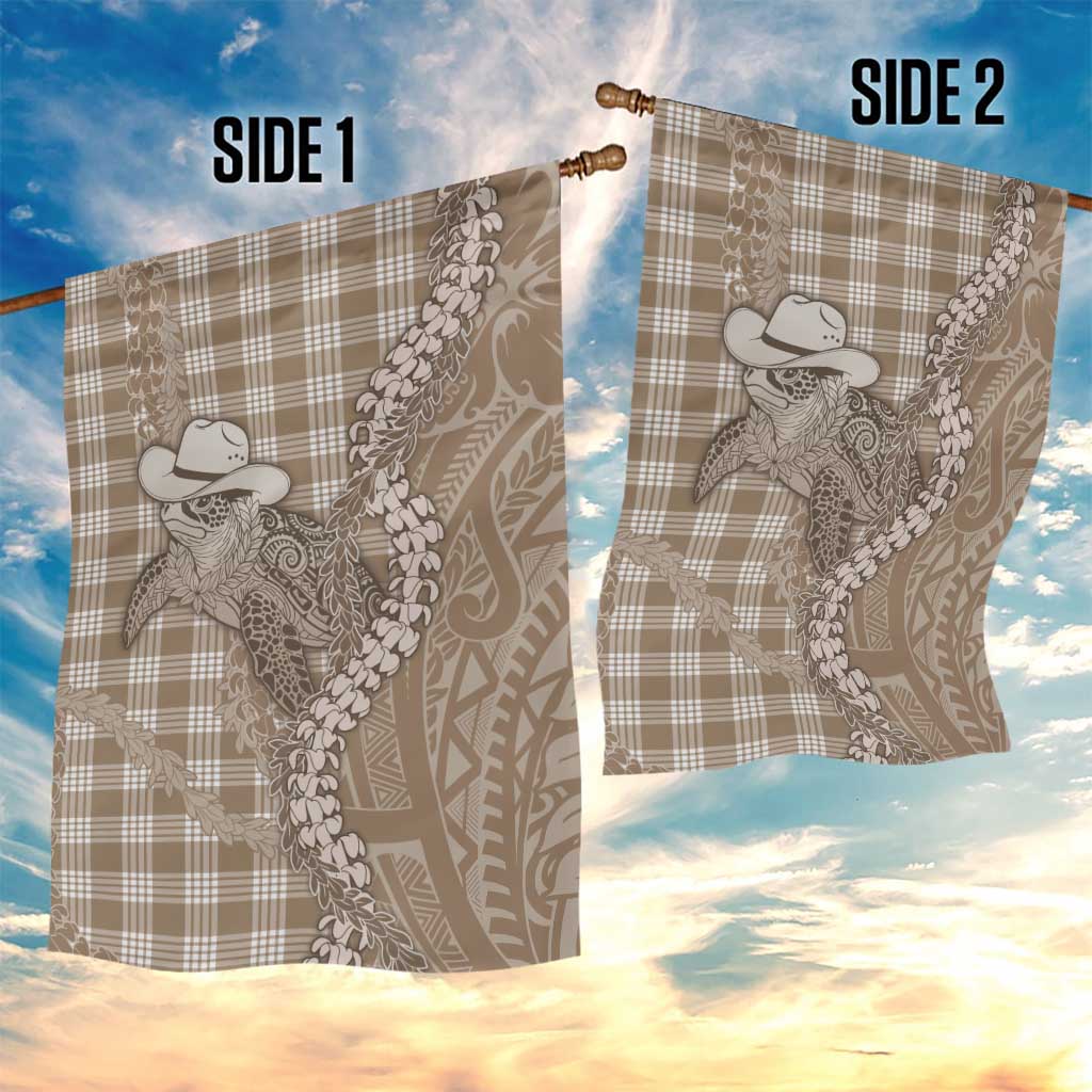Beige Hawaii Palaka Cowboy Turtle Garden Flag Hawaiian Paniolo Puakenikeni Maile Lei DT05 - Polynesian Pride