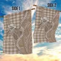 Beige Hawaii Palaka Cowboy Turtle Garden Flag Hawaiian Paniolo Puakenikeni Maile Lei DT05 - Polynesian Pride