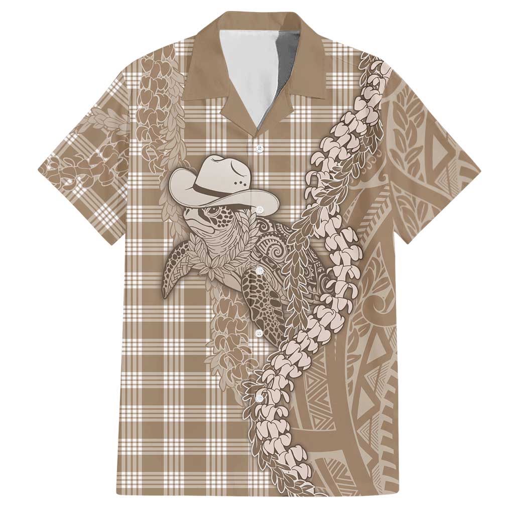 Beige Hawaii Palaka Cowboy Turtle Hawaiian Shirt Hawaiian Paniolo Puakenikeni Maile Lei DT05 Beige - Polynesian Pride