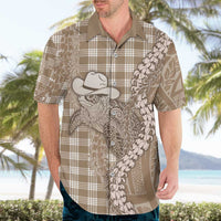 Beige Hawaii Palaka Cowboy Turtle Hawaiian Shirt Hawaiian Paniolo Puakenikeni Maile Lei DT05 - Polynesian Pride