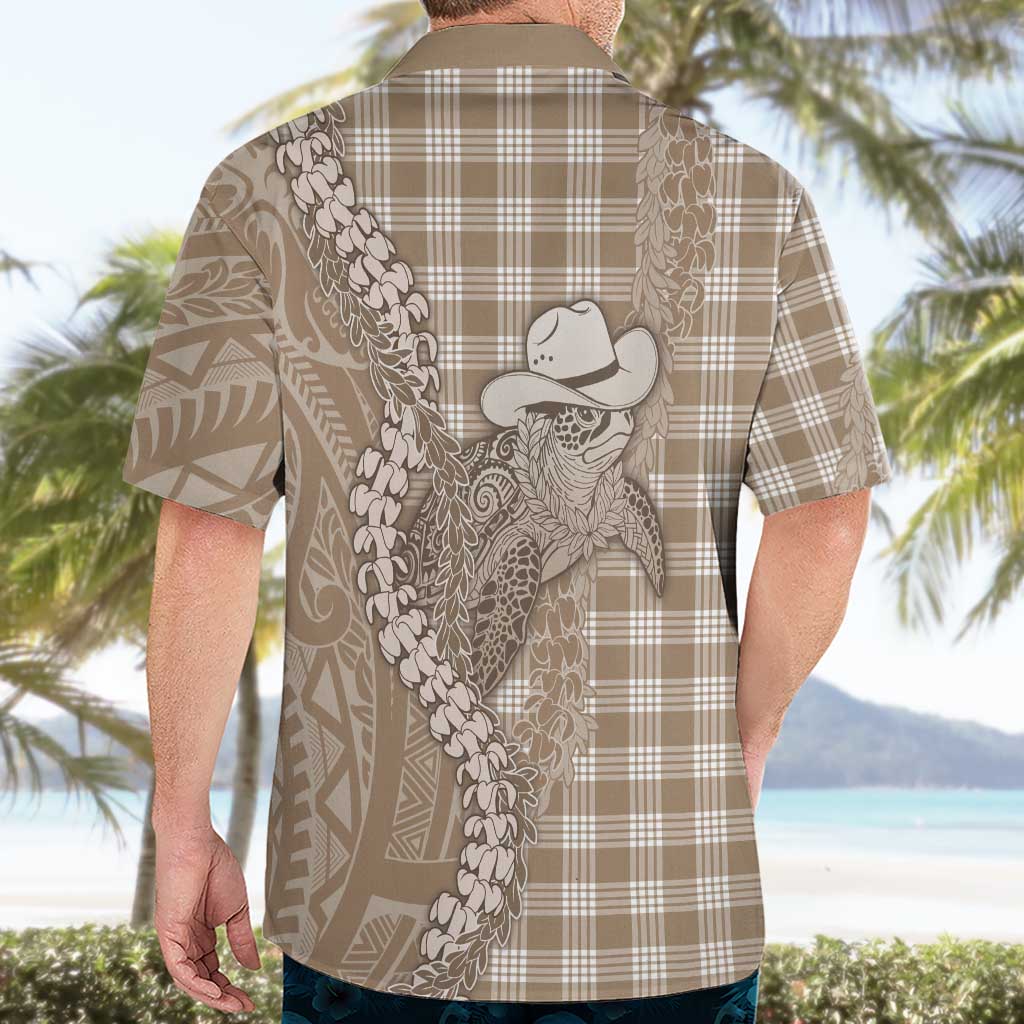 Beige Hawaii Palaka Cowboy Turtle Hawaiian Shirt Hawaiian Paniolo Puakenikeni Maile Lei DT05 - Polynesian Pride