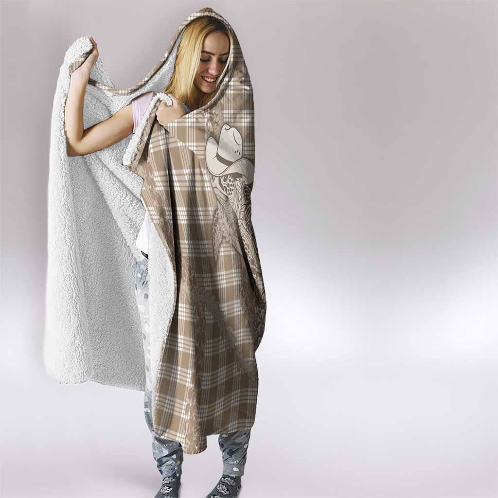 Beige Hawaii Palaka Cowboy Turtle Hooded Blanket Hawaiian Paniolo Puakenikeni Maile Lei DT05 - Polynesian Pride