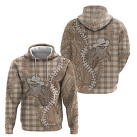 Beige Hawaii Palaka Cowboy Turtle Hoodie Hawaiian Paniolo Puakenikeni Maile Lei DT05 - Polynesian Pride