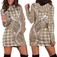 Beige Hawaii Palaka Cowboy Turtle Hoodie Dress Hawaiian Paniolo Puakenikeni Maile Lei DT05 - Polynesian Pride