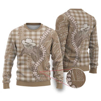 Beige Hawaii Palaka Cowboy Turtle Ugly Christmas Sweater Hawaiian Paniolo Puakenikeni Maile Lei DT05 Beige - Polynesian Pride