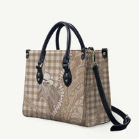 Beige Hawaii Palaka Cowboy Turtle Leather Bag Hawaiian Paniolo Puakenikeni Maile Lei DT05 Beige - Polynesian Pride