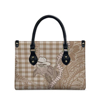 Beige Hawaii Palaka Cowboy Turtle Leather Bag Hawaiian Paniolo Puakenikeni Maile Lei DT05 - Polynesian Pride