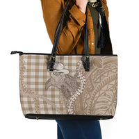 Beige Hawaii Palaka Cowboy Turtle Leather Tote Bag Hawaiian Paniolo Puakenikeni Maile Lei DT05 - Polynesian Pride