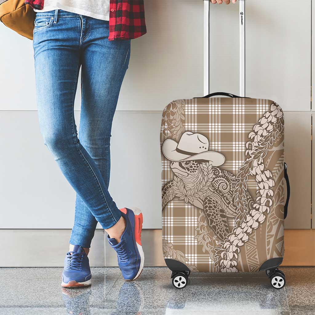 Beige Hawaii Palaka Cowboy Turtle Luggage Cover Hawaiian Paniolo Puakenikeni Maile Lei DT05 - Polynesian Pride