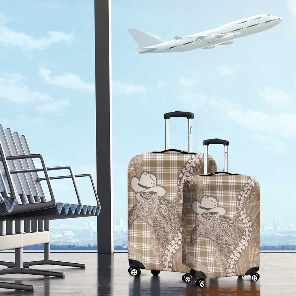 Beige Hawaii Palaka Cowboy Turtle Luggage Cover Hawaiian Paniolo Puakenikeni Maile Lei DT05 - Polynesian Pride