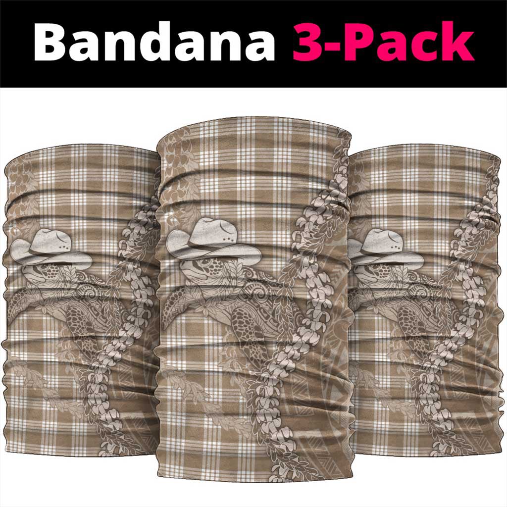 Beige Hawaii Palaka Cowboy Turtle Neck Gaiter Hawaiian Paniolo Puakenikeni Maile Lei DT05 package One Size: 25*50cm Beige - Polynesian Pride