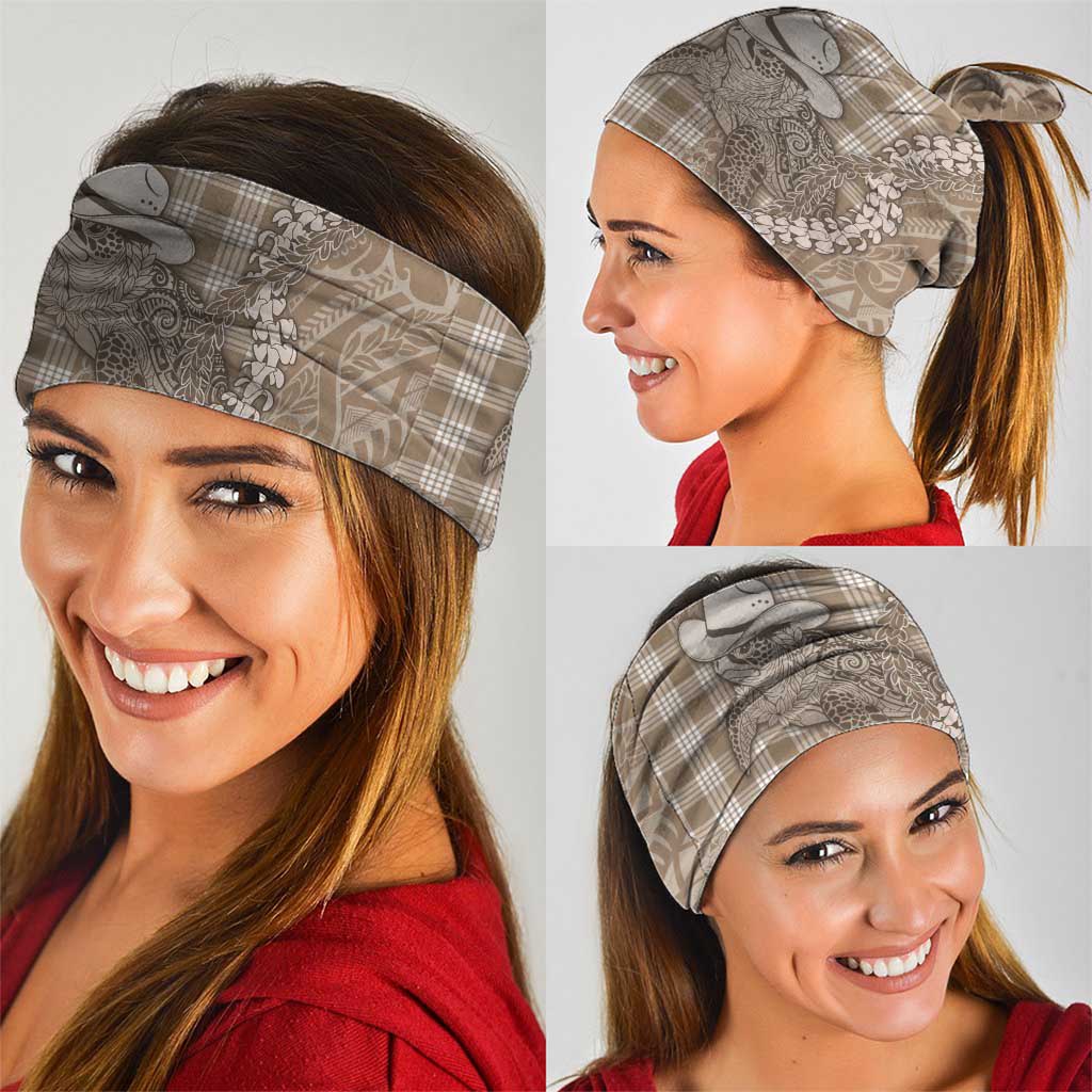 Beige Hawaii Palaka Cowboy Turtle Neck Gaiter Hawaiian Paniolo Puakenikeni Maile Lei DT05 - Polynesian Pride