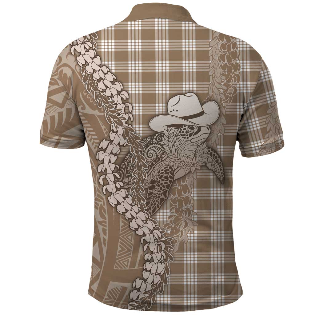 Beige Hawaii Palaka Cowboy Turtle Polo Shirt Hawaiian Paniolo Puakenikeni Maile Lei DT05 - Polynesian Pride
