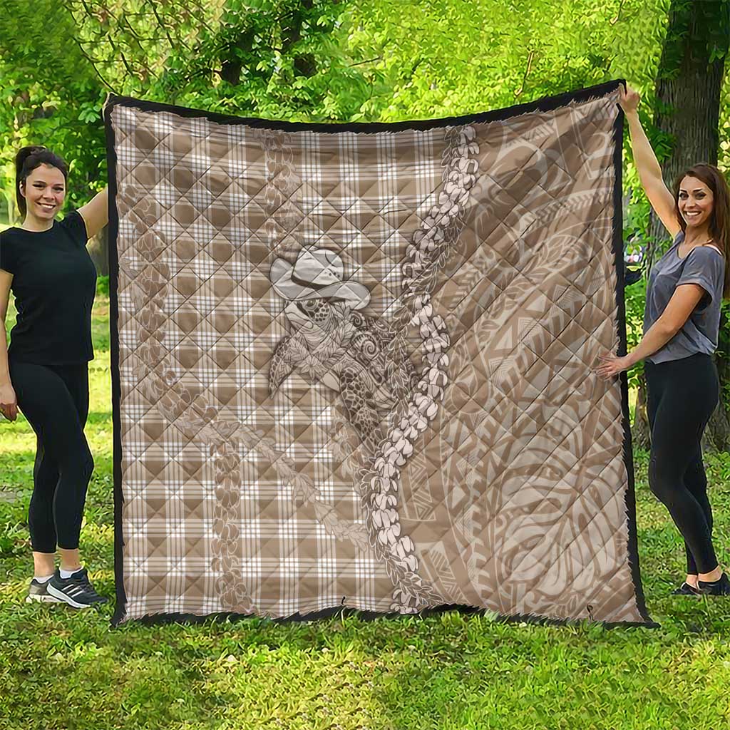 Beige Hawaii Palaka Cowboy Turtle Quilt Hawaiian Paniolo Puakenikeni Maile Lei DT05 - Polynesian Pride
