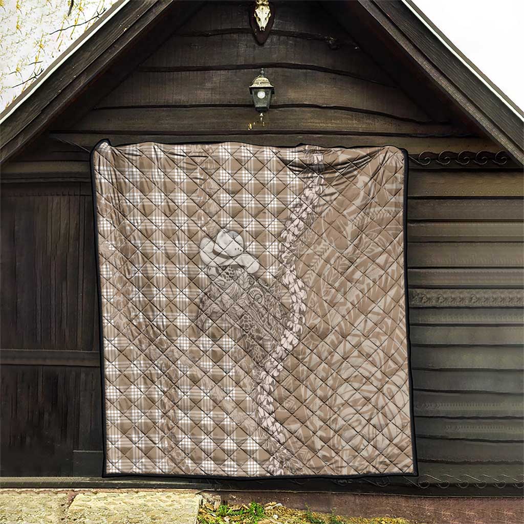 Beige Hawaii Palaka Cowboy Turtle Quilt Hawaiian Paniolo Puakenikeni Maile Lei DT05 - Polynesian Pride