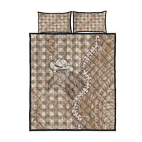 Beige Hawaii Palaka Cowboy Turtle Quilt Bed Set Hawaiian Paniolo Puakenikeni Maile Lei DT05 - Polynesian Pride