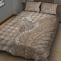 Beige Hawaii Palaka Cowboy Turtle Quilt Bed Set Hawaiian Paniolo Puakenikeni Maile Lei DT05 - Polynesian Pride