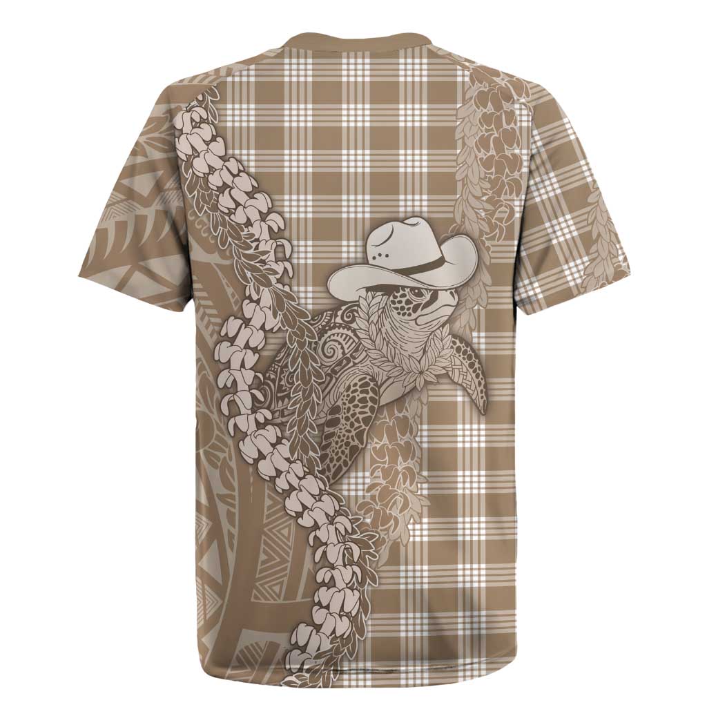 Beige Hawaii Palaka Cowboy Turtle Rugby Jersey Hawaiian Paniolo Puakenikeni Maile Lei DT05 - Polynesian Pride