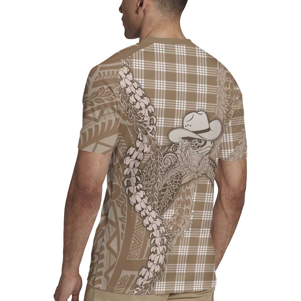 Beige Hawaii Palaka Cowboy Turtle Rugby Jersey Hawaiian Paniolo Puakenikeni Maile Lei DT05 - Polynesian Pride