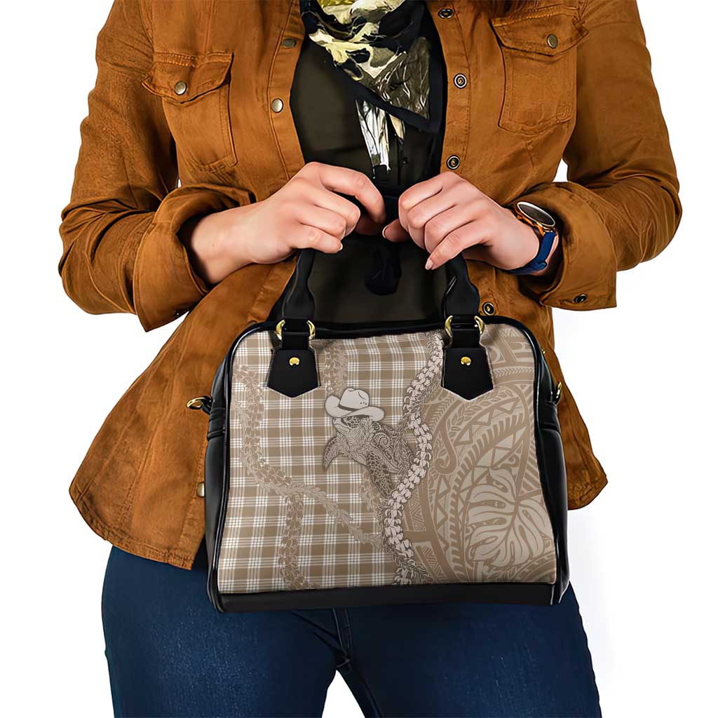 Beige Hawaii Palaka Cowboy Turtle Shoulder Handbag Hawaiian Paniolo Puakenikeni Maile Lei DT05 - Polynesian Pride