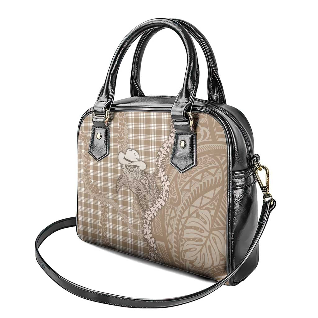 Beige Hawaii Palaka Cowboy Turtle Shoulder Handbag Hawaiian Paniolo Puakenikeni Maile Lei DT05 - Polynesian Pride