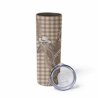 Beige Hawaii Palaka Cowboy Turtle Skinny Tumbler Hawaiian Paniolo Puakenikeni Maile Lei DT05 - Polynesian Pride