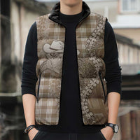 Beige Hawaii Palaka Cowboy Turtle Sleeveless Puffer Jacket Hawaiian Paniolo Puakenikeni Maile Lei DT05 - Polynesian Pride