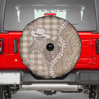 Beige Hawaii Palaka Cowboy Turtle Spare Tire Cover Hawaiian Paniolo Puakenikeni Maile Lei DT05 - Polynesian Pride