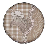 Beige Hawaii Palaka Cowboy Turtle Spare Tire Cover Hawaiian Paniolo Puakenikeni Maile Lei DT05 - Polynesian Pride