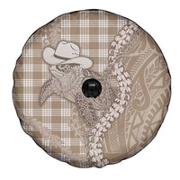 Beige Hawaii Palaka Cowboy Turtle Spare Tire Cover Hawaiian Paniolo Puakenikeni Maile Lei DT05 - Polynesian Pride