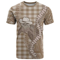 Beige Hawaii Palaka Cowboy Turtle T Shirt Hawaiian Paniolo Puakenikeni Maile Lei DT05 Beige - Polynesian Pride