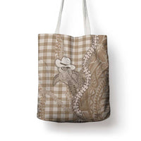 Beige Hawaii Palaka Cowboy Turtle Tote Bag Hawaiian Paniolo Puakenikeni Maile Lei DT05 - Polynesian Pride