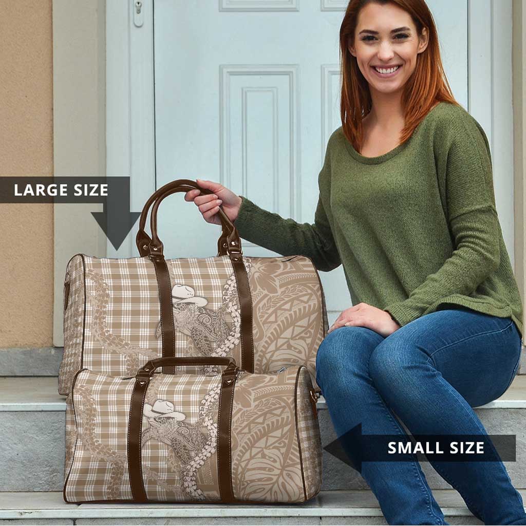 Beige Hawaii Palaka Cowboy Turtle Travel Bag Hawaiian Paniolo Puakenikeni Maile Lei DT05 - Polynesian Pride