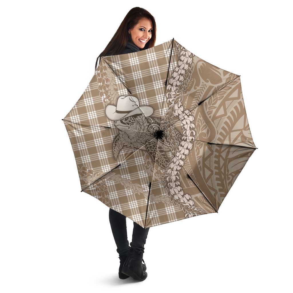 Beige Hawaii Palaka Cowboy Turtle Umbrella Hawaiian Paniolo Puakenikeni Maile Lei DT05 - Polynesian Pride