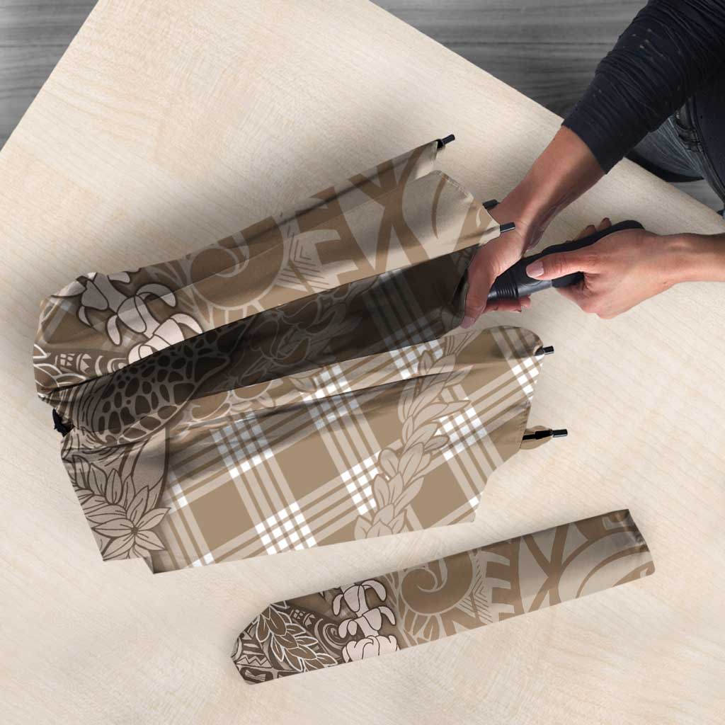 Beige Hawaii Palaka Cowboy Turtle Umbrella Hawaiian Paniolo Puakenikeni Maile Lei DT05 - Polynesian Pride