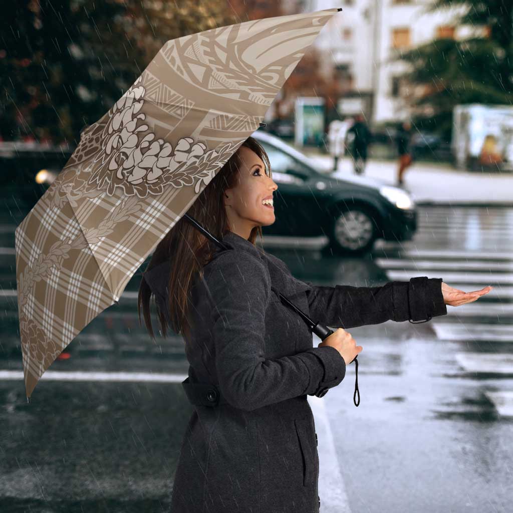 Beige Hawaii Palaka Cowboy Turtle Umbrella Hawaiian Paniolo Puakenikeni Maile Lei DT05 - Polynesian Pride