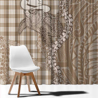 Beige Hawaii Palaka Cowboy Turtle Window Curtain Hawaiian Paniolo Puakenikeni Maile Lei DT05 - Polynesian Pride