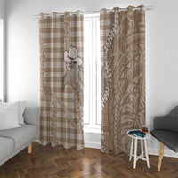 Beige Hawaii Palaka Cowboy Turtle Window Curtain Hawaiian Paniolo Puakenikeni Maile Lei DT05 With Grommets Beige - Polynesian Pride