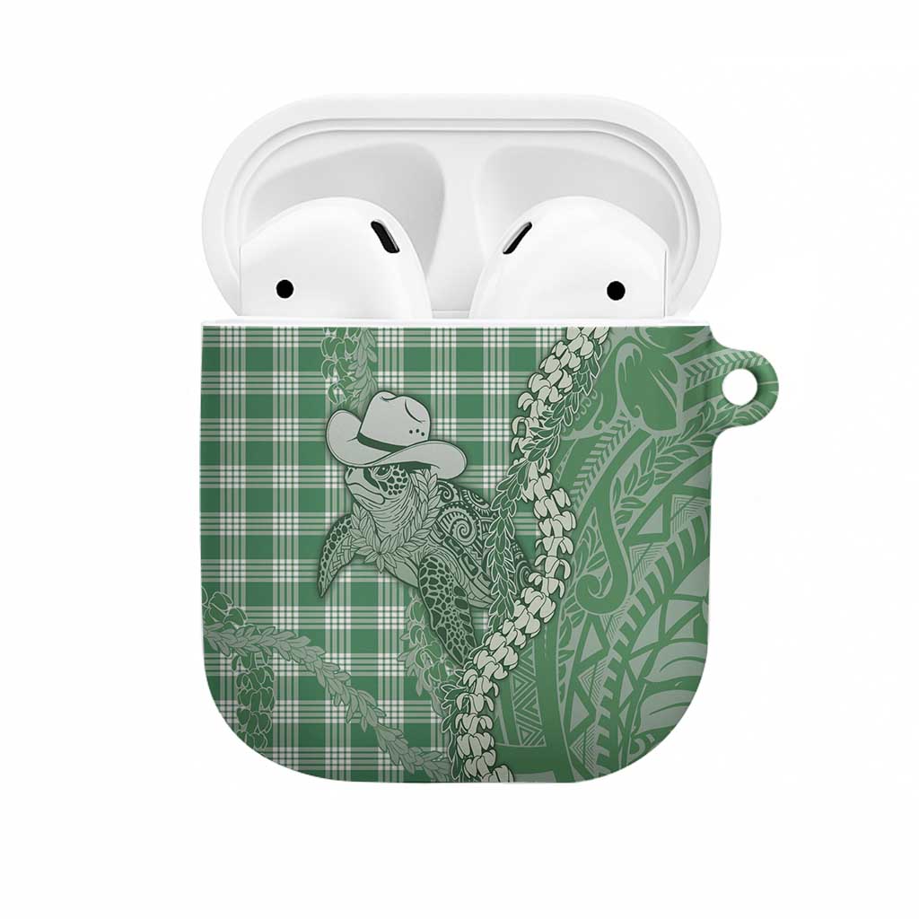 Green Hawaii Palaka Cowboy Turtle AirPods Case Hawaiian Paniolo Puakenikeni Maile Lei DT05 Green - Polynesian Pride