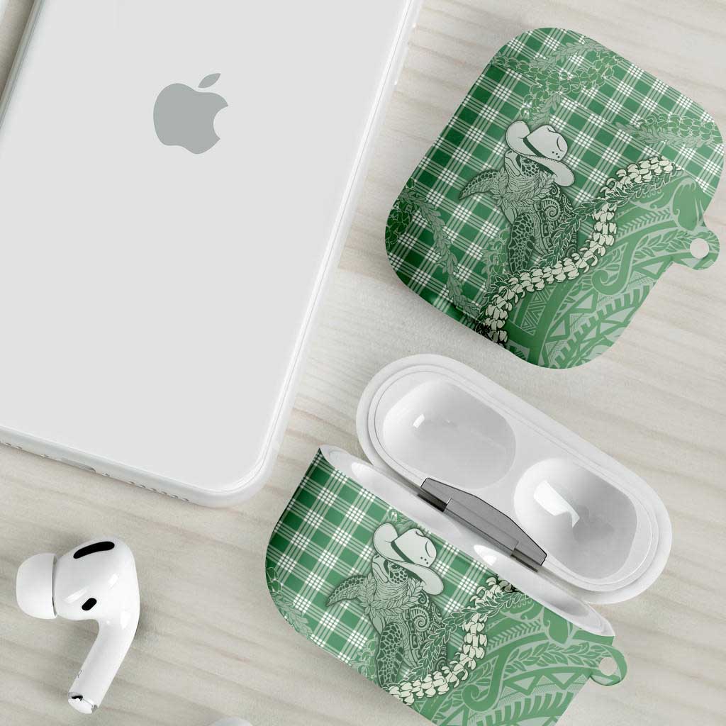 Green Hawaii Palaka Cowboy Turtle AirPods Case Hawaiian Paniolo Puakenikeni Maile Lei DT05 - Polynesian Pride