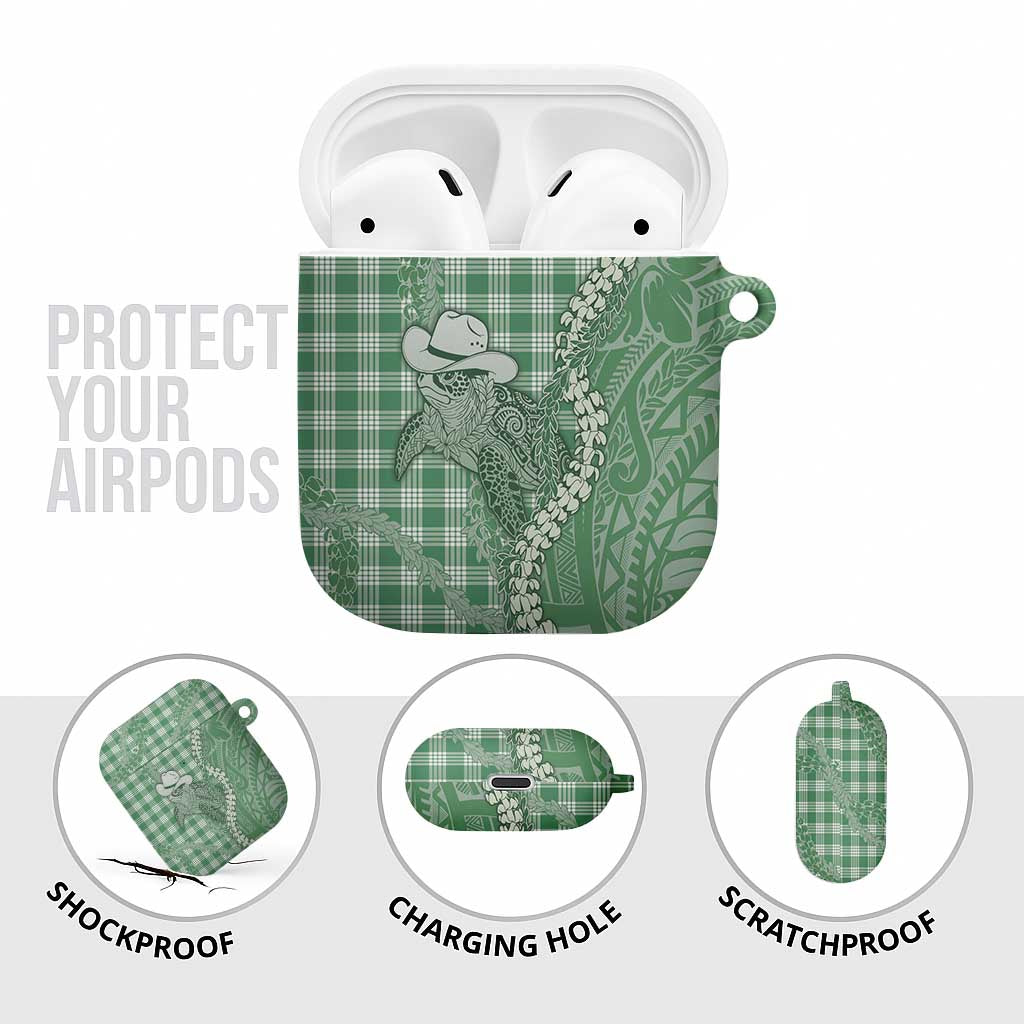 Green Hawaii Palaka Cowboy Turtle AirPods Case Hawaiian Paniolo Puakenikeni Maile Lei DT05 - Polynesian Pride