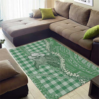 Green Hawaii Palaka Cowboy Turtle Area Rug Hawaiian Paniolo Puakenikeni Maile Lei DT05 - Polynesian Pride