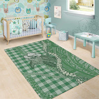 Green Hawaii Palaka Cowboy Turtle Area Rug Hawaiian Paniolo Puakenikeni Maile Lei DT05 - Polynesian Pride