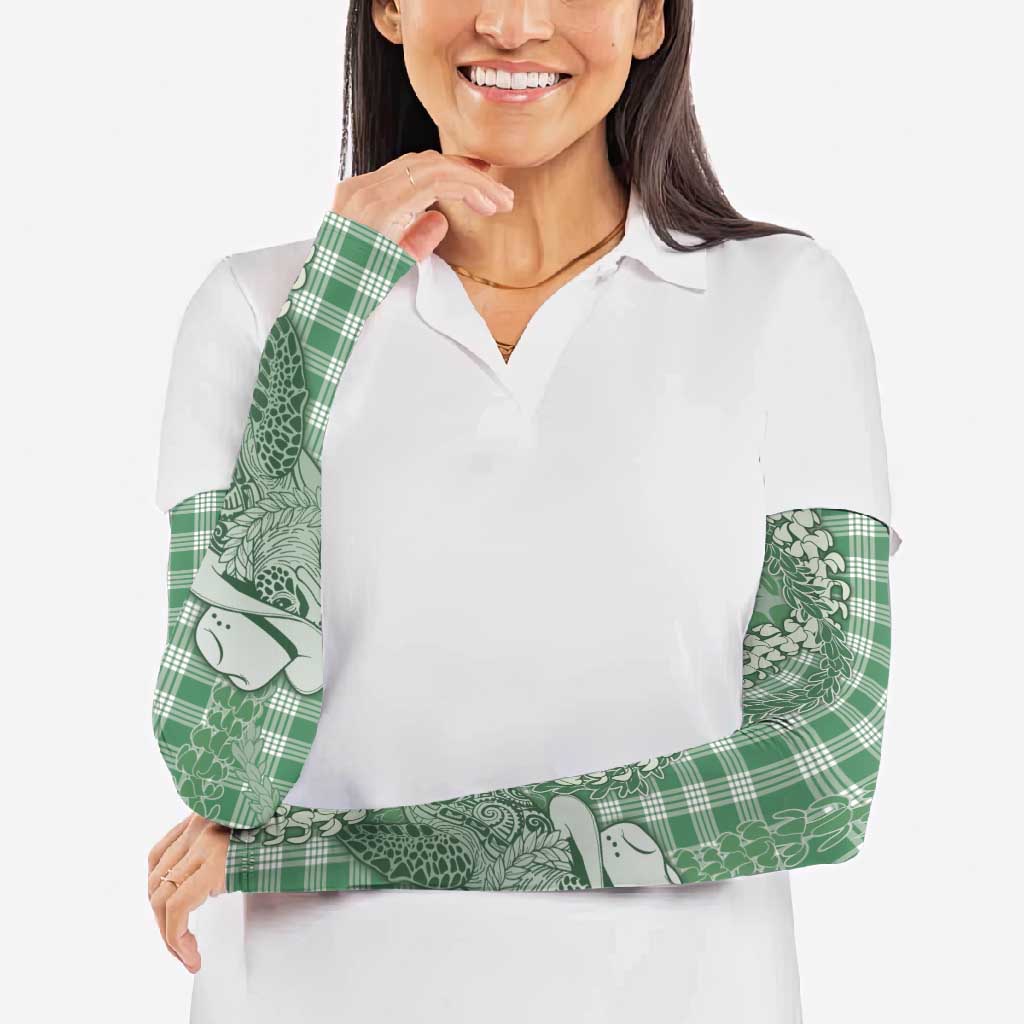 Green Hawaii Palaka Cowboy Turtle Arm Sleeves Hawaiian Paniolo Puakenikeni Maile Lei DT05 - Polynesian Pride