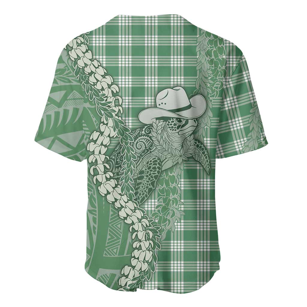Green Hawaii Palaka Cowboy Turtle Baseball Jersey Hawaiian Paniolo Puakenikeni Maile Lei DT05 - Polynesian Pride