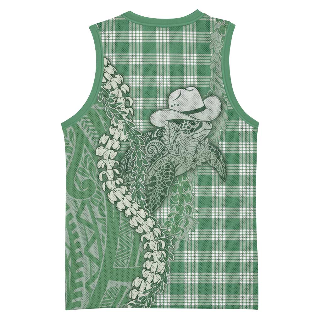 Green Hawaii Palaka Cowboy Turtle Basketball Jersey Hawaiian Paniolo Puakenikeni Maile Lei DT05 - Polynesian Pride