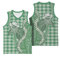 Green Hawaii Palaka Cowboy Turtle Basketball Jersey Hawaiian Paniolo Puakenikeni Maile Lei DT05 - Polynesian Pride